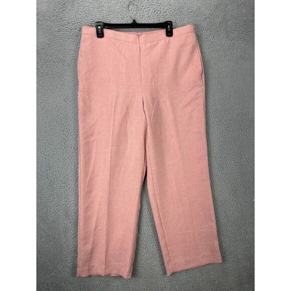 Alfred Dunner Pants Women 16 Pink Classic Fit Straight Ankle Hi-Rise Pull On NEW - Picture 1 of 12